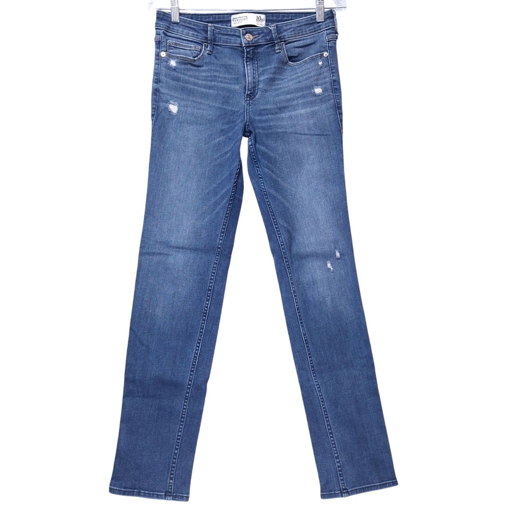 Abercrombie & Fitch 90s Straight Mid Rise‎ Jeans 10R W30xL31 Denim Distressed